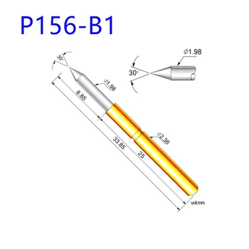 100 шт./упак. P156-B1 Прямой Заостренный Медный Никелированный Пружинный Зонд Наружный диаметр 2,36 мм Пружинный Тестовый зонд