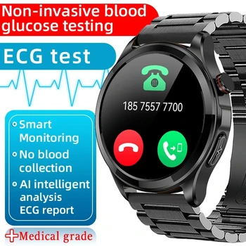 2023 Новых Bluetooth-вызова, Умные часы, Фитнес-трекер, Глюкометр, Термометр, Часы для здоровья, ЭКГ + PPG, уровень глюкозы в крови, Умные часы для мужчин