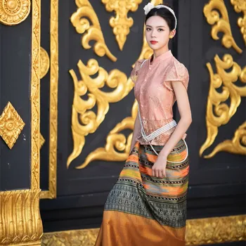 2023, традиционная одежда в таиландском стиле, спа-униформа, женский фестиваль, винтажный народный танец, фотография, леди, тайский комплект для путешествий