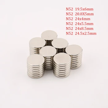 5/10/20 штук круглых мангалов N52 19,5x6 мм 20,8x5 мм 24x4 мм 24x5,5 мм 24x8,5 мм 24,5x2,5 мм Супер сильный магнитный диск