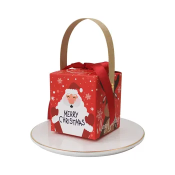50 шт. Подарочные коробки с ручками, Санта-Лось, Снеговик, Переносная упаковочная коробка для подарков, декор для вечеринки в канун Рождества