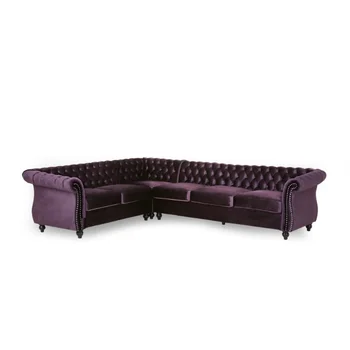 6-местный секционный диван Nordic Velvet Chesterfield для гостиной, фиолетовый диван для гостиной, мебель для интерьера