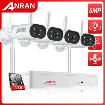 ANRAN 5MP Комплект Видеонаблюдения Камера Беспроводной Комплект Охранной Системы 1920P 8CH NVR Открытый IP66 Водонепроницаемый Двусторонний Аудио H.265 Видео