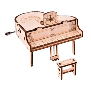 DIY 3D деревянное пианино ручной работы, антикварная резная музыкальная шкатулка, коллекционная