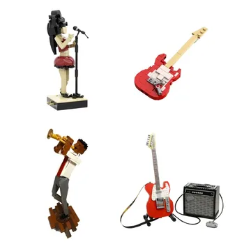 Gobricks City Band Трубач, певец, музыкальная гитара, строительные блоки, набор для творчества, декоративные кирпичи, модель 