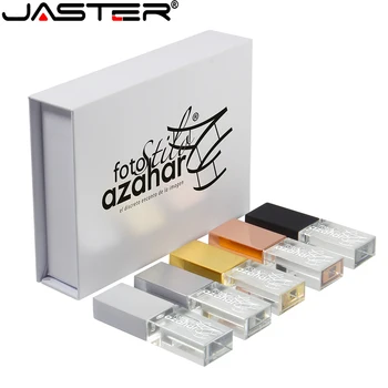 JASTER USB 2.0 Новый пользовательский логотип, флэш-накопитель с 3D-гравировкой в подарочной коробке, 16 ГБ, 32 ГБ, 64 ГБ, Свадебные подарки, пользовательский логотип