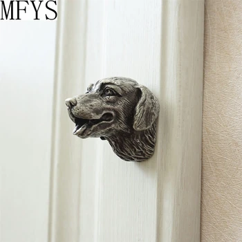 MFYS В форме Собаки, Антикварные ручки для шкафов и ручки, Ретро-шкаф для одежды, Голова животных, Креативная Мебельная фурнитура