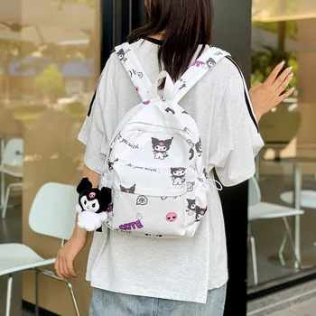 Sanrio Kuromi Kawaii Новая школьная сумка Милый мультяшный рюкзак с куклой Sweet Girl Heart Школьные принадлежности Аниме Аксессуары Подарки