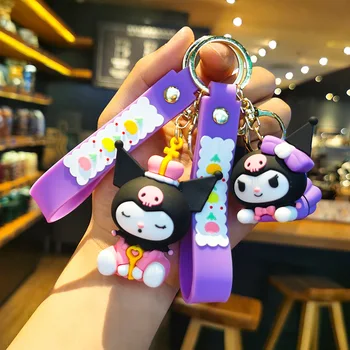 Sanrio Милая цепочка для ключей с аниме фигурками Куроми, подвеска в виде сумки, брелок для ключей, Аксессуары, украшения, подарки на день рождения для детей, девочек