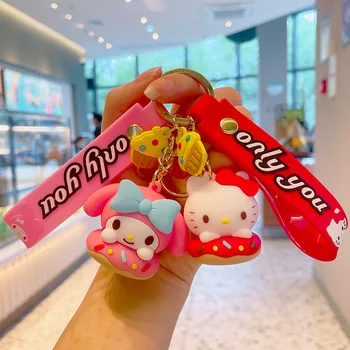 Sanrio Мультяшный Пончик Hello Kitty Кулон Куроми Брелок для ключей Аниме Фигурки Коллекция Моделей Игрушек Ювелирные изделия Подарки