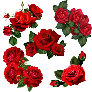 Three Ratels QCF217 Красивая красная роза, настенная наклейка для украшения дома, наклейка на туалет