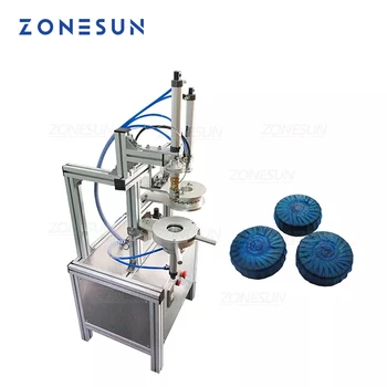 ZONESUN Penumatic ZS-PK920, Полуавтоматический Блок для чистки унитаза с синими пузырьками, Плиссирующая упаковка, Термосваривающая машина, упаковка