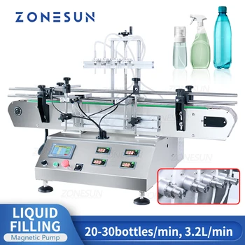ZONESUN ZS-DTMP4C Настольная автоматическая Машина для розлива жидкого Лосьона с эфирным маслом Magentic Pump Для косметики