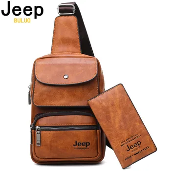 Бренд JEEP BULUO, Мужская дорожная сумка Большого Размера, Мужская сумка из 2 предметов, Высококачественная сумка-слинг Унисекс из спилка через плечо для iPad
