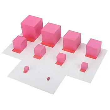 Буковая Розовая башня Обучающая игрушка из розового деревянного блока Кубическая башня Игрушка для раннего обучения Дошкольные развивающие игрушки Рождество