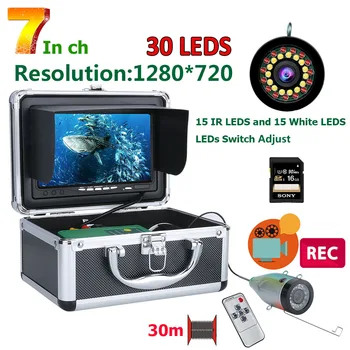 Видеорегистратор Рыболокатор Для Подводной Рыбалки Камера HD 1280 *720 экран15шт белых светодиодов + 15шт ИК-СВЕТОДИОДОВ1080P Камера Для Рыбалки 16 ГБ Recod