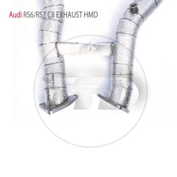 Выпускная система HMD Высокопроизводительный Водосточный Патрубок для Audi RS6 RS7 C8 2021-2022 Автомобильные Аксессуары С Коллектором Каталитического нейтрализатора