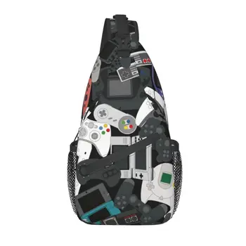 Геймерский контроллер, сумка-слинг для Велоспорта, Кемпинга, Мужская Ностальгическая Видеоигра, Винтажный Игровой Нагрудный рюкзак через плечо, Наплечный рюкзак
