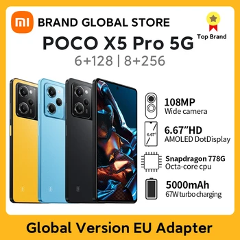 Глобальная версия POCO X5 Pro 5G Оригинал 128 ГБ/256 ГБ Snapdragon 778G 120 Гц Поток AMOLED DotDisplay 108 Мп 67 Вт 5000 мАч Поддержка NFC