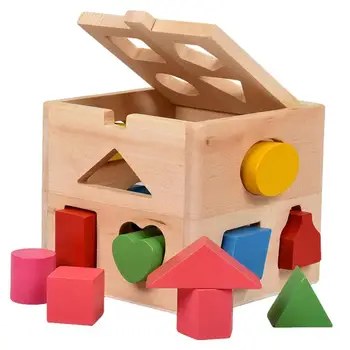 Деревянные кубики с 13 Геометрическими фигурами - Развивающая игра для дошкольников для развития Ловкости, моторики, Обмена навыками