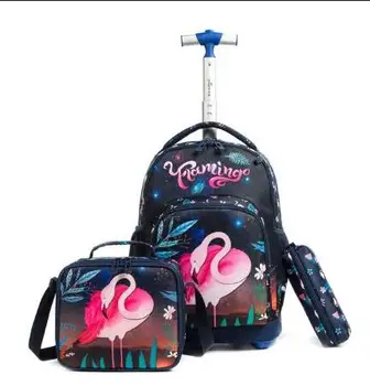 Детские школьные сумки-тележки для девочек, детский рюкзак для ноутбука на колесиках, 18-дюймовый детский рюкзак для багажа на колесиках, школьная сумка