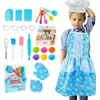 Детский Набор для приготовления пищи и выпечки 48 шт. Кухонные инструменты С фартуком и шляпой шеф-повара, Посуда для выпечки, Полный подарочный набор для приготовления пищи Для Любознательных