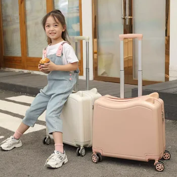 Детский чемодан с креплением на штангу, 20-дюймовая именная дорожная коробка для девочек, 12 лет, багаж для мальчиков на самолете