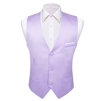 Дизайнерский мужской жилет из шелкового атласа, однотонный фиолетовый жилет, Официальная деловая свадебная куртка без рукавов, повседневные топы Barry Wang