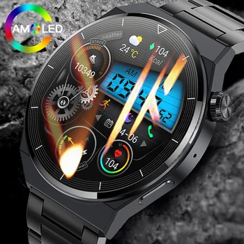 Для Huawei Xiaomi NFC Смарт-Часы Мужские GT3 Pro AMOLED 390 *390 HD Экран Частота сердечных сокращений Bluetooth Вызов IP68 Водонепроницаемые Смарт-часы + Коробка