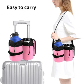 Дорожный Подстаканник для багажа, Переносная сумка для напитков, вмещающая две кофейные кружки, Рулонные ручки для чемодана, Аксессуар для путешествий, Мужские и женские