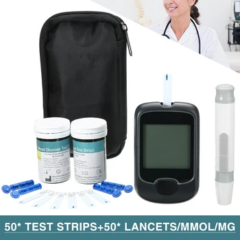 ЖК-дисплей с полноавтоматическим монитором уровня глюкозы в крови, набор для тестирования на диабет, измеритель с тест-полосками, питание от батареи