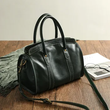 Женская сумка ручной работы из воловьей кожи, винтажная сумка большой емкости