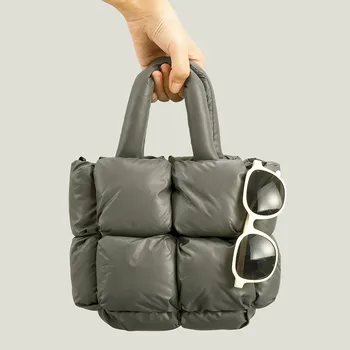 Женские сумки через плечо с подкладкой Vento Marea на зиму 2023, Черные сумки Большой емкости, Дизайнерская Нейлоновая хлопковая теплая сумка-тоут, Однотонная
