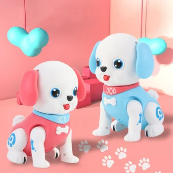 Забавная Мультяшная собака, Роботизированный щенок, Интерактивная ходьба, Пение, Светящиеся электрические игрушки, подарки на день рождения для малышей, милая игрушка для собак для детей
