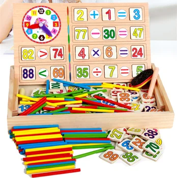 [Забавно] Детские развивающие игрушки деревянные понятные Цифровые арифметические игры с цветом и временем, набор математических счетных палочек, обучающая игрушка