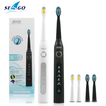 Звуковая Электрическая Зубная щетка Seago SG-507, USB Перезаряжаемая Зубная щетка, Таймер на 2 минуты IPX7, Водонепроницаемая Моющаяся Электронная Зубная щетка