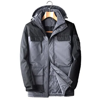 Зимняя мужская куртка, повседневные пальто, флисовое теплое пальто с капюшоном, ветрозащитная куртка для рыбалки и пешего туризма, пальто для мужчин 9XL