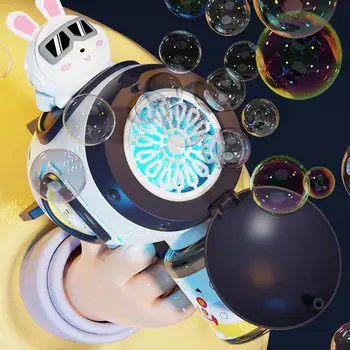 Игрушка-Воздуходувка для Мыльных пузырей Модный Флип На 360 градусов, Легкий Зайчик С несколькими отверстиями, Создатель Мыльных Пузырей, Подарок на День защиты детей