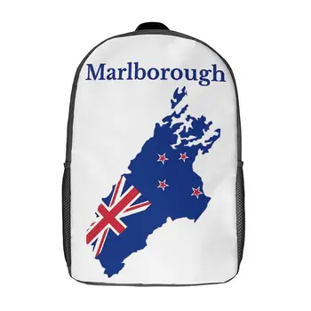 Карта округа Мальборо Регион Новая Зеландия Прочный Удобный рюкзак 17-дюймовый Рюкзак на плечо Винтажная Новинка для Пикников