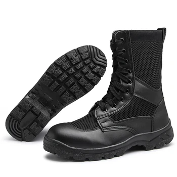 Летние Мужские рабочие военные ботинки Из кожи спецназа, для тренировок на открытом воздухе, сетчатая ультралегкая дышащая обувь для безопасности