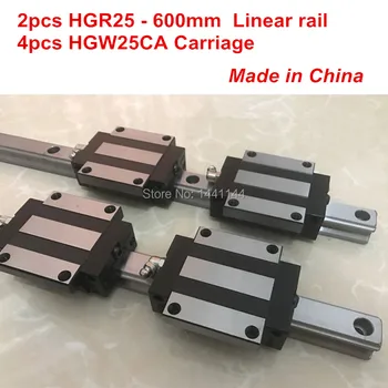 Линейная направляющая HGR25: 2шт HGR25 - 600 мм + 4шт HGW25CA линейный блок каретки с ЧПУ