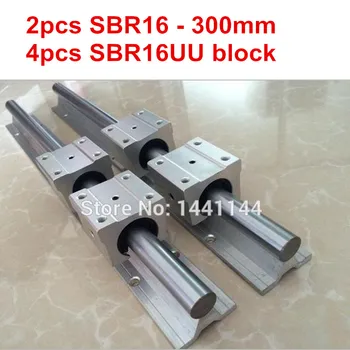 Линейная направляющая SBR16: 2шт линейная направляющая SBR16 - 300 мм + 4шт блок SBR16UU для деталей с ЧПУ