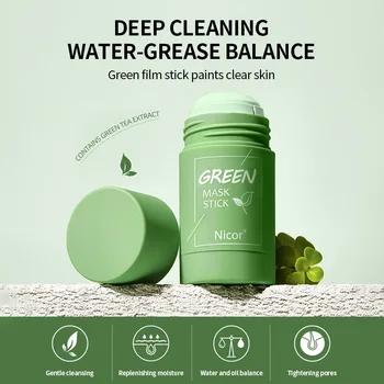 Маска для лица с зеленым чаем для глубокой очистки, удаления жира, черных точек, увлажнения, глубокой очистки грязевой пленки