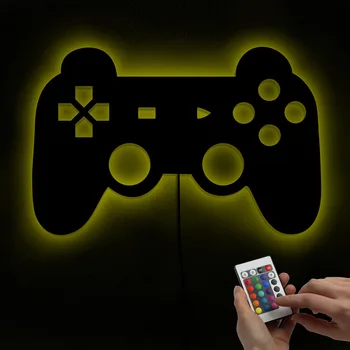 Меняющий цвет Светодиодный контроллер Playstation с подсветкой, Зеркало с подсветкой, Наклейки на джойстик для видеоигр, Джойстик для геймеров, лампа для детской комнаты