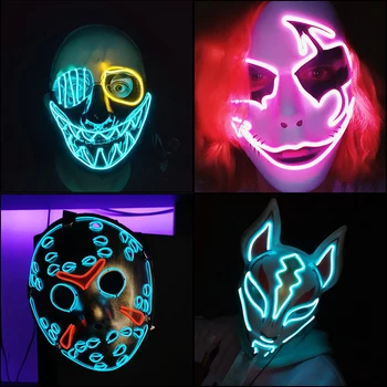 Модная маска для косплея из фильма со светодиодной подсветкой, маска для вечеринки на Хэллоуин, Маскарадные маски, Маска ужасов на Хэллоуин, Прямая поставка