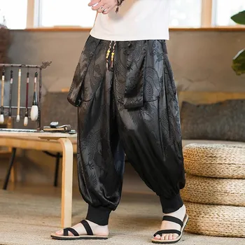 Мужские Шаровары в стиле Ретро с рисунком дракона, Спортивные штаны для бега, Мужские Повседневные брюки в стиле хип-хоп Street Beat Harajuku, 5XL