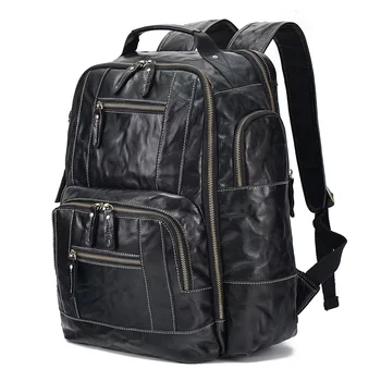 Мужской Рюкзак из натуральной кожи в европейском и американском стиле, Большая вместительная сумка для мужчин, Винтажный Роскошный рюкзак для деловых поездок, мужской
