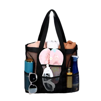 Пляжная сумка с несколькими карманами из сетчатой ткани Большой емкости, Переносная Дорожная сумка для стирки, сумка для хранения для занятий фитнесом, плавания, Прозрачные сумки