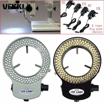 Регулируемая 144 светодиодная прочная кольцевая лампа с подсветкой для промышленного стереомикроскопа, камеры, лупы, переменного тока 100 ~ 240 В