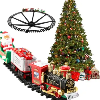 Рождественский поезд, набор электропоездов для рождественской елки, трек-вагон в рождественской тематике, идеальный подарок на круглый год для мальчиков и девочек малышей